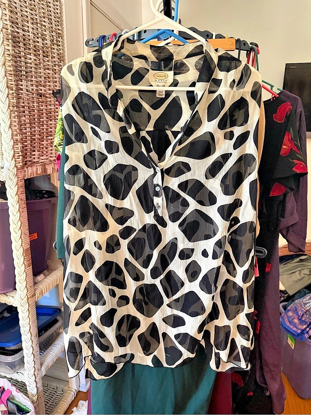 Talbots Silk Animal Print Blouse Size 20W NWOT